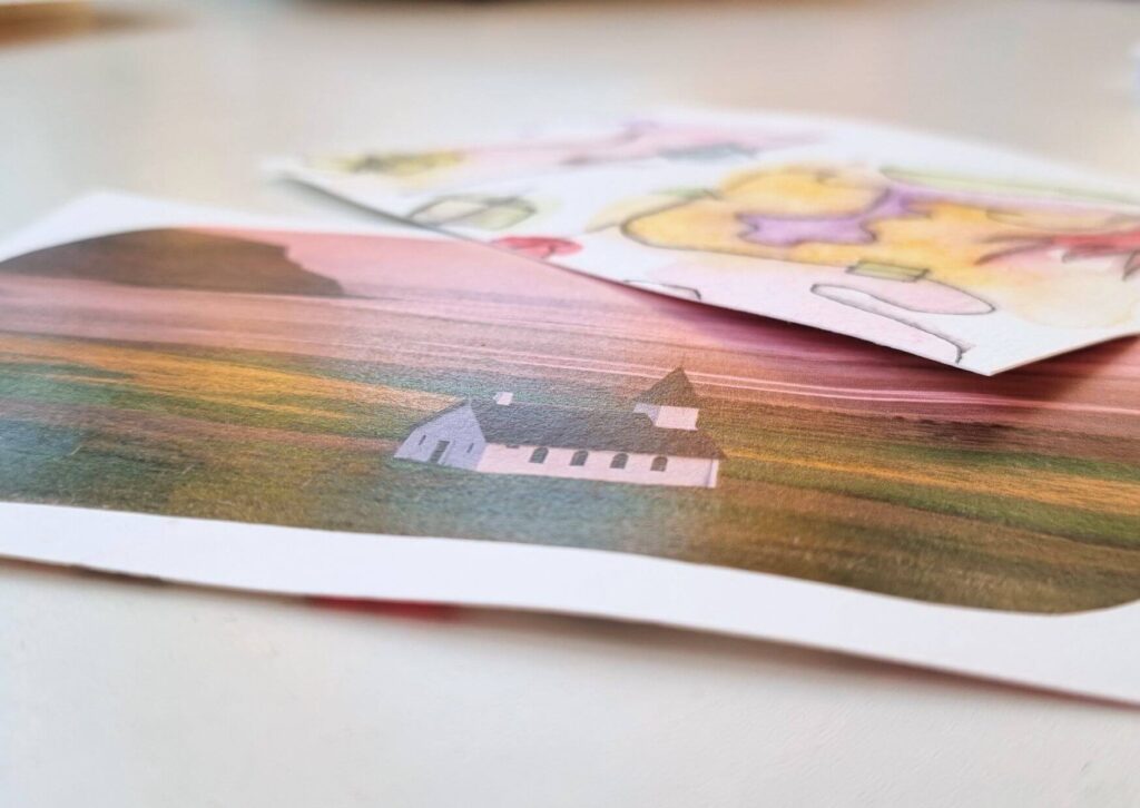 In de songwriting inspiratie kit krijg je verschillende fysieke cadeautjes om tot een liedje te komen, waaronder deze locatie print en een handgemaakt kunstwerkje.